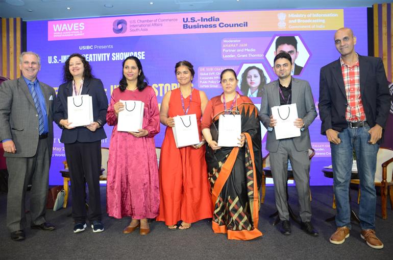 Ananay Jain, Subi Chaturvedi, Uthara Ganesh, Pallavi Gurjar at WAVES-2025, in Mumbai, Maharashtra on May 02, 2025.:Ministry of Information & Broadcasting