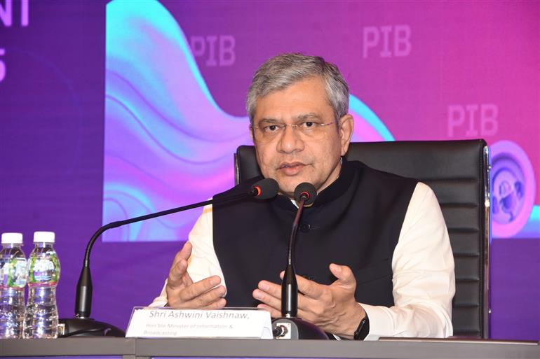 The Union Minister of Information and Broadcasting Mr. Ashwini Vaishnaw addressing WAVE Summit 2025, in Mumbai, Maharashtra on May 03, 2025.:Ministry of Information & Broadcasting