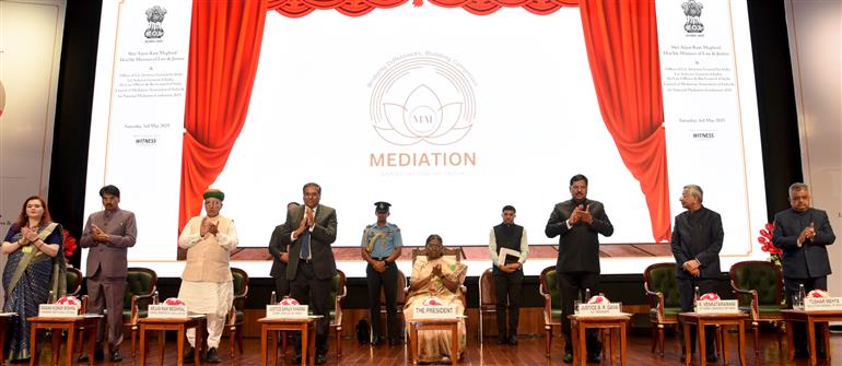 The President of India, Smt. Droupadi Murmu at the launch of the Mediation Association of India & 1st National Mediation Conference 2025, in New Delhi on May 03, 2025.
