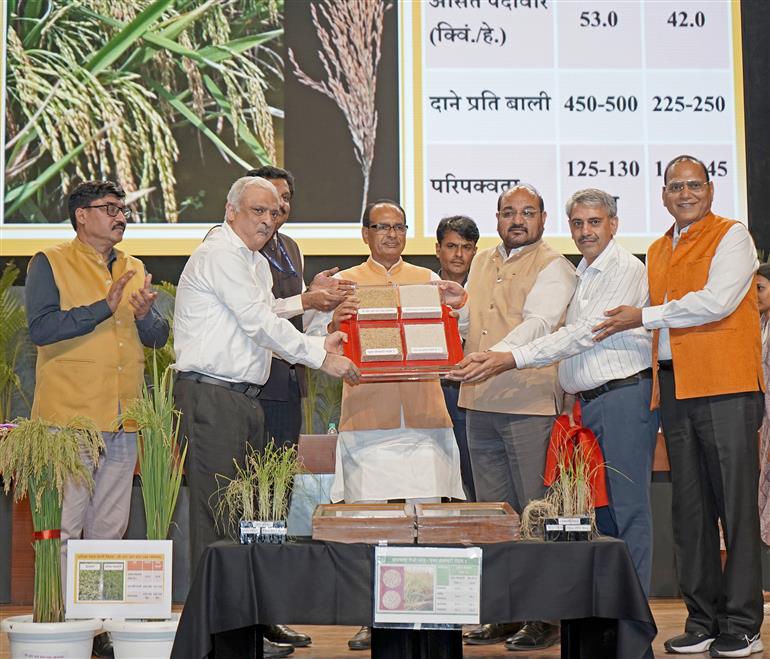 The Union Minister of Agriculture and Farmers Welfare and Rural Development, Shri Shivraj Singh Chouhan attends the “Release event of world’s first ever two genome-edited rice varieties - developed in India” at Bharat Ratna C. Subramaniam Auditorium, in New Delhi on May 04, 2025.