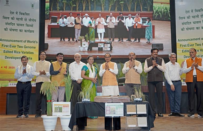 The Union Minister of Agriculture and Farmers Welfare and Rural Development, Shri Shivraj Singh Chouhan attends the “Release event of world’s first ever two genome-edited rice varieties - developed in India” at Bharat Ratna C. Subramaniam Auditorium, in New Delhi on May 04, 2025.