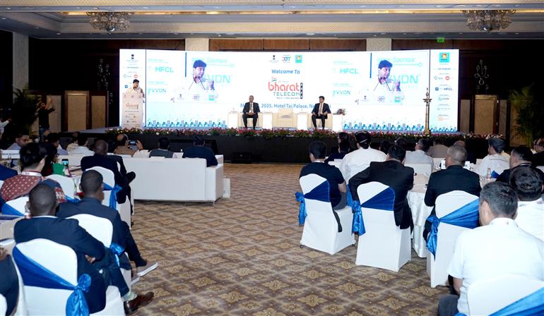 The Union Minister of Communications and Development of North Eastern Region (DoNER), Shri Jyotiraditya M. Scindia addressing at the inauguration of the 22nd Bharat Telecom 2025, in New Delhi on May 06, 2025.