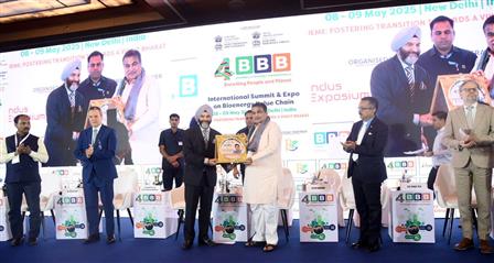 The Union Minister of Road Transport and Highways, Shri Nitin Gadkari at the inauguration of 4th International BBB Summit and Expo on Bioenergy Value Chain, in New Delhi on May 08, 2025.
