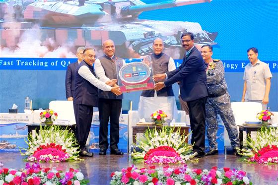 The Union Minister for Defence, Shri Rajnath Singh attends the National Quality Conclave, in New Delhi on May 08, 2025.