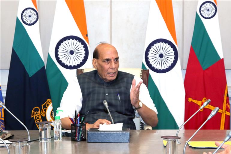 The Union Minister for Defence, Shri Rajnath Singh chairing a high level meeting to review the security situation along the western border and operational preparedness of the Indian Armed Forces at South Block, in New Delhi on May 09, 2025. The Chief of Defence Staff General Anil Chauhan, Chief of the Army Staff General Upendra Dwivedi, Chief of the Naval Staff Admiral Dinesh K Tripathi, Chief of the Air Staff Air Chief Marshal AP Singh and Defence Secretary Shri Rajesh Kumar Singh are also seen.:Ministry of Defence