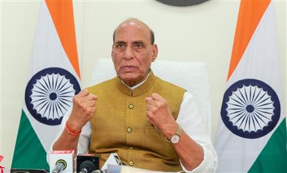 The Union Minister for Defence, Shri Rajnath Singh addressing at the virtually inauguration of BrahMos Integration & Testing Facility Centre at Lucknow, in Uttar Pradesh on May 11, 2025.