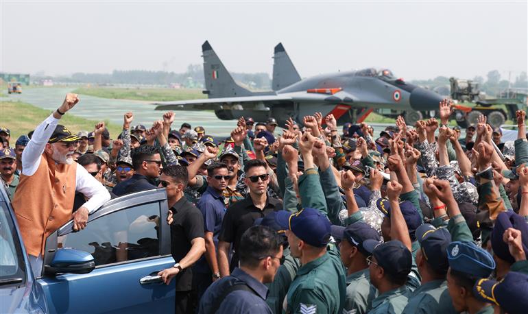 PM visits Adampur airforce base, in Punjab on May 13, 2025.:Prime Minister