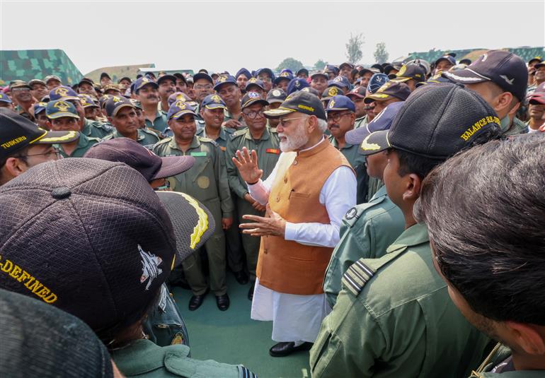 PM visits Adampur airforce base, in Punjab on May 13, 2025.:Prime Minister
