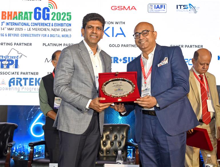 The Minister of State for Rural Development and Communications, Dr. Chandra Sekhar Pemmasani at the inauguration of BHARAT 6G 2025 - 3rd International Conference and Exhibition, in New Delhi on May 14, 2025.