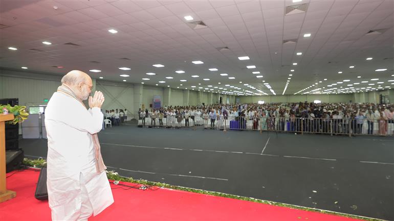 The Union Minister for Home Affairs and Cooperation, Shri Amit Shah graced the Mega Sammelan on “The Role of Cooperation in Building Viksit Bharat” organized by Gujarat State Cooperative Federation at Ahmedabad, in Gujarat on May 18, 2025.