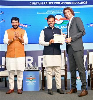 The Union Minister for Civil Aviation, Shri Kinjarapu Ram Mohan Naidu attends the WINGS INDIA 2025 A Curtain Raiser, in New Delhi on May 23, 2025.