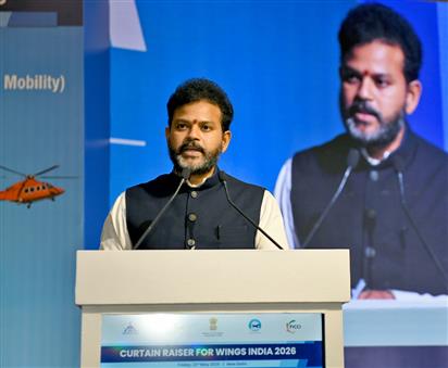 The Union Minister for Civil Aviation, Shri Kinjarapu Ram Mohan Naidu addressing at the WINGS INDIA 2025 A Curtain Raiser, in New Delhi on May 23, 2025.