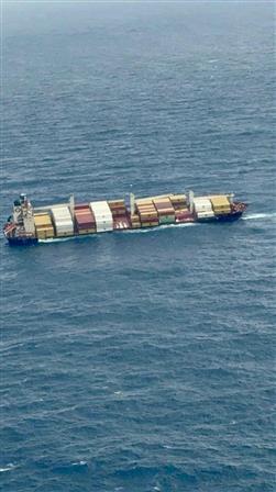 Liberian Container Vessel Lists off Kochi, ICG Leads Rescue Operations to aid 24 Crew Members on May 24, 2025.