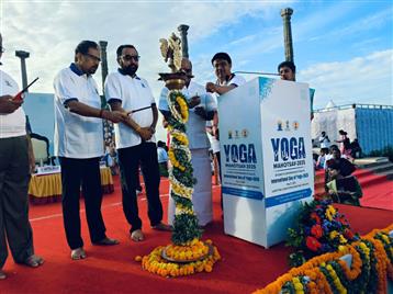 The Minister of State (Independent Charge) for Ayush and Health and Family Welfare, Shri Prataprao Jadhav at the inauguration of the 25-Day Countdown to International Day of Yoga 2025, in Puducherry on May 27, 2025.:AYUSH