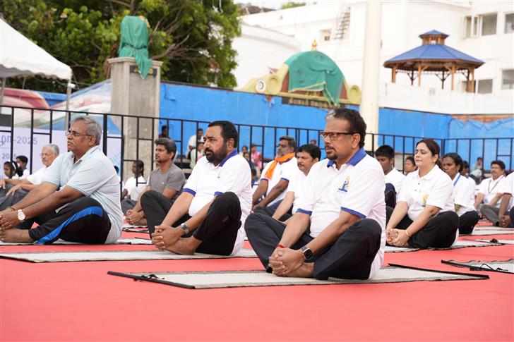 The Minister of State (Independent Charge) for Ayush and Health and Family Welfare, Shri Prataprao Jadhav at the inauguration of the 25-Day Countdown to International Day of Yoga 2025, in Puducherry on May 27, 2025.:AYUSH