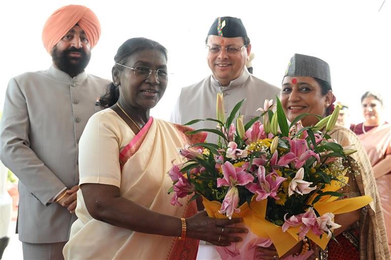 The President of India, Smt Droupadi Murmu at the Uttarakhand Legislative Assembly on the occasion of the Silver Jubilee of formation of Uttarakhand at Dehradun, in Uttarakhand on November 03, 2025.