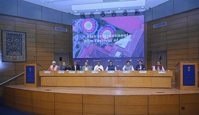 The Minister of State for Information & Broadcasting and Parliamentary Affairs, Dr. L. Murugan attends the Curtain Raiser Press Conference of International Film Festival of India 2025 at National Media Centre, in New Delhi on November 07, 2025.