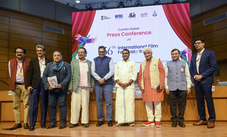 The Minister of State for Information & Broadcasting and Parliamentary Affairs, Dr. L. Murugan attends the Curtain Raiser Press Conference of International Film Festival of India 2025 at National Media Centre, in New Delhi on November 07, 2025.