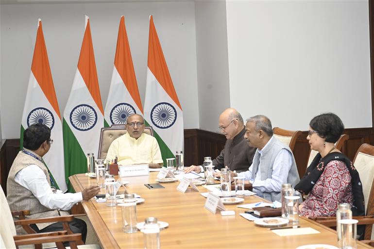 The Vice-Chancellor of Pondicherry University, Prof. P. Prakash Babu, called on the Hon’ble Vice-President of India, Shri C. P. Radhakrishnan, who is also the ex-officio Chancellor of the University, at the Parliament House, on November 06, 2025.