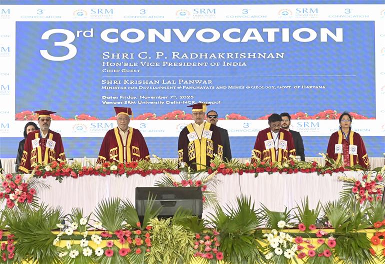 The Vice-President of India Shri C. P. Radhakrishnan graced the 3rd Convocation Ceremony of SRM University Delhi-NCR, Sonepat, Haryana, as the Chief Guest on November 07, 2025.