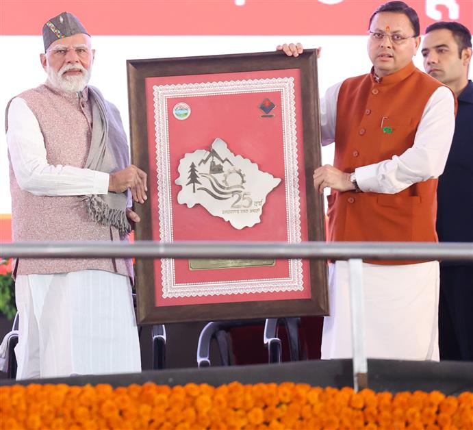 PM participates in a programme marking the Silver Jubilee Celebration of formation of Uttarakhand, at Dehradun, in Uttarakhand on November 09, 2025.