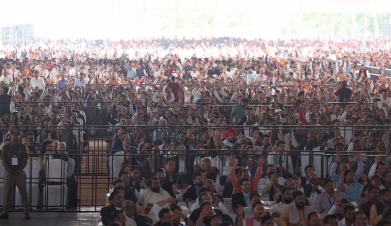 Gathering at the inauguration of various development projects at Dehradun, in Uttarakhand on November 09, 2025. PM addressing on the occasion.