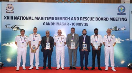 Indian Coast Guard (ICG) organised the 23rd National Maritime Search and Rescue (NMSAR) Board meeting in Gandhinagar, Gujarat on November 10, 2025.