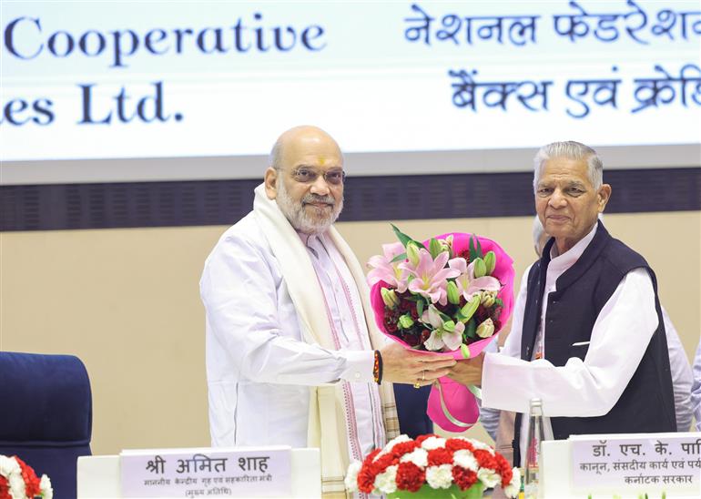 The Union Minister for Home Affairs and Cooperation, Shri Amit Shah at the international conference on the urban cooperative credit sector, ‘Co-Op Kumbh 2025’ in New Delhi on November 10, 2025.