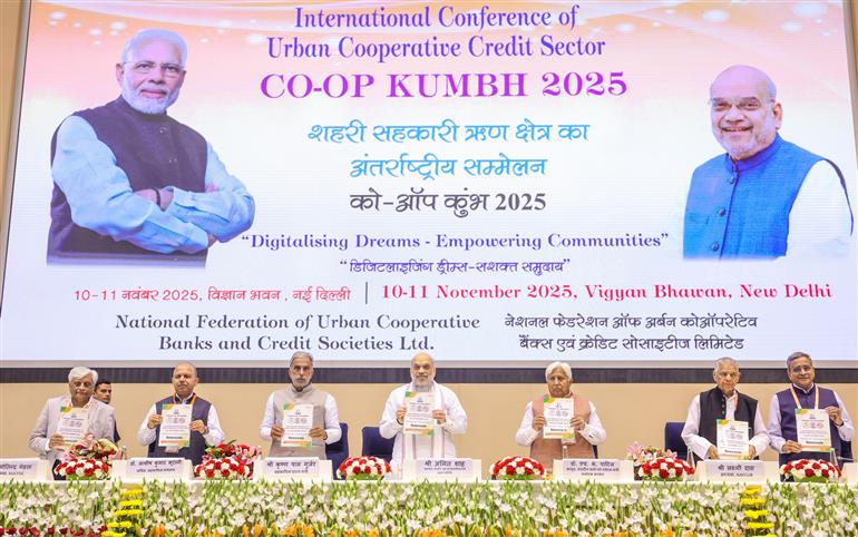 The Union Minister for Home Affairs and Cooperation, Shri Amit Shah at the international conference on the urban cooperative credit sector, ‘Co-Op Kumbh 2025’ in New Delhi on November 10, 2025.
