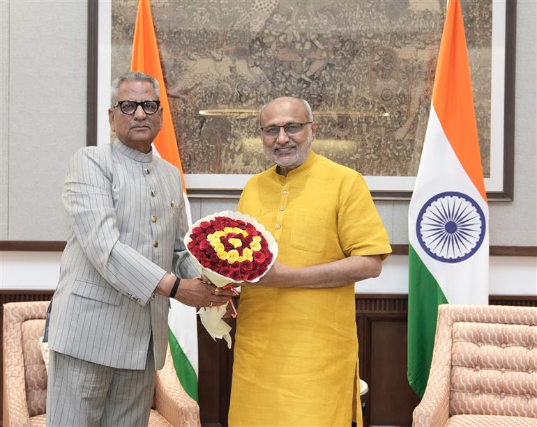 Governor of Sikkim, Shri Om Prakash Mathur called on the Vice President of India and Chairman of Rajya Sabha, Shri C. P. Radhakrishnan at the Vice-President’s Enclave, in New Delhi on November 13, 2025.