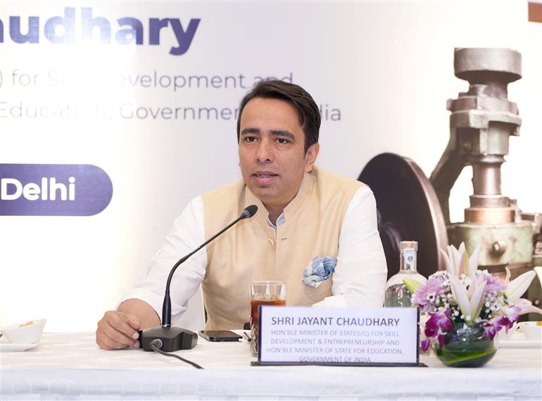 The Minister of State (Independent Charge) for Skill Development and Entrepreneurship & Education, Shri Jayant Chaudhary chairs the workshop for Meerut Sports Hub Development Model under the ODOP (Sports Goods) initiative organised by the Ministry of Skill Development and Entrepreneurship (MSDE), in New Delhi on November 14, 2025.