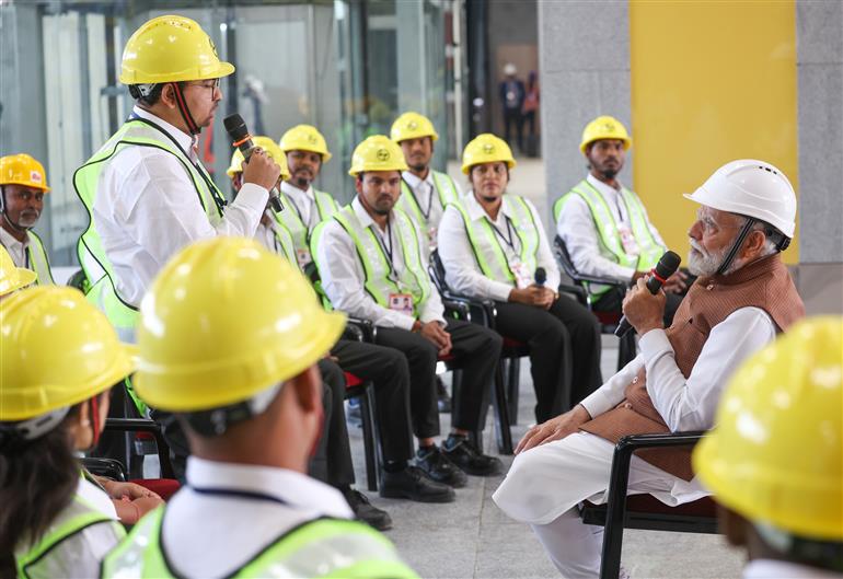 PM visits Bullet Train Station at Surat, in Gujarat on November 15, 2025.