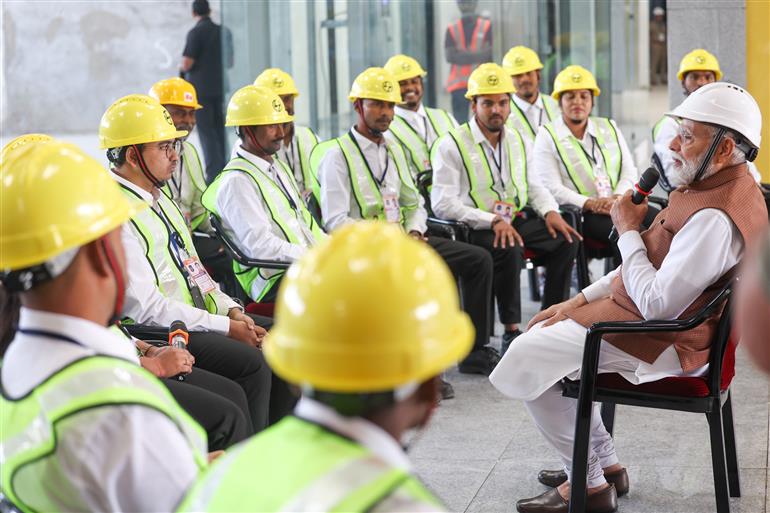 PM visits Bullet Train Station at Surat, in Gujarat on November 15, 2025.