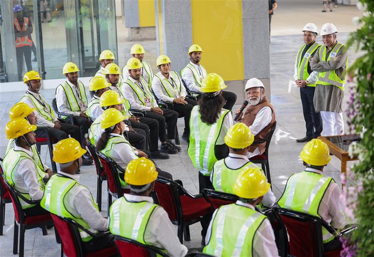 PM visits Bullet Train Station at Surat, in Gujarat on November 15, 2025.