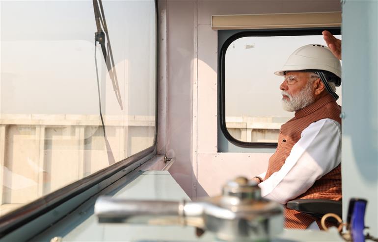 PM visits Bullet Train Station at Surat, in Gujarat on November 15, 2025.