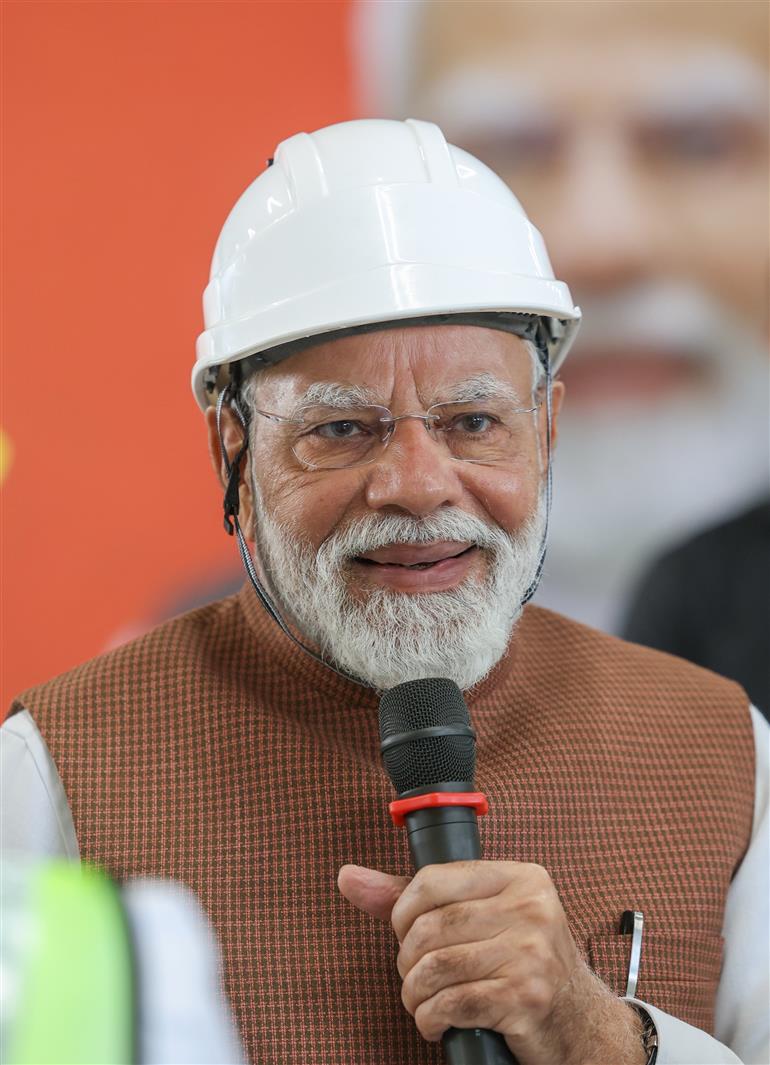 PM visits Bullet Train Station at Surat, in Gujarat on November 15, 2025.