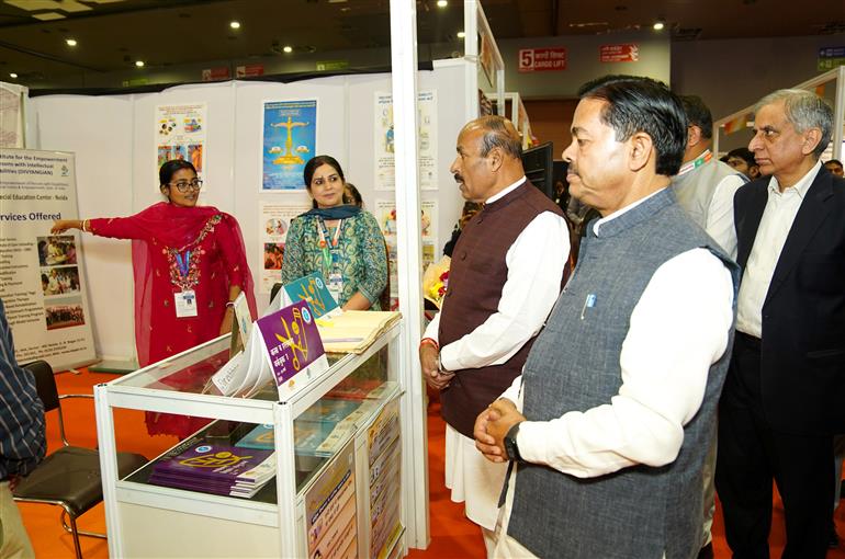 The Union Minister for Social Justice and Empowerment, Dr. Virendra Kumar at the inauguration of the stalls operated by the Ministry of Social Justice and Empowerment at the 44th India International Trade Fair (IITF-2025) at Bharat Mandapam, in New Delhi on November 17, 2025.