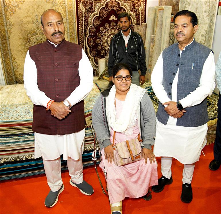 The Union Minister for Social Justice and Empowerment, Dr. Virendra Kumar at the inauguration of the stalls operated by the Ministry of Social Justice and Empowerment at the 44th India International Trade Fair (IITF-2025) at Bharat Mandapam, in New Delhi on November 17, 2025.