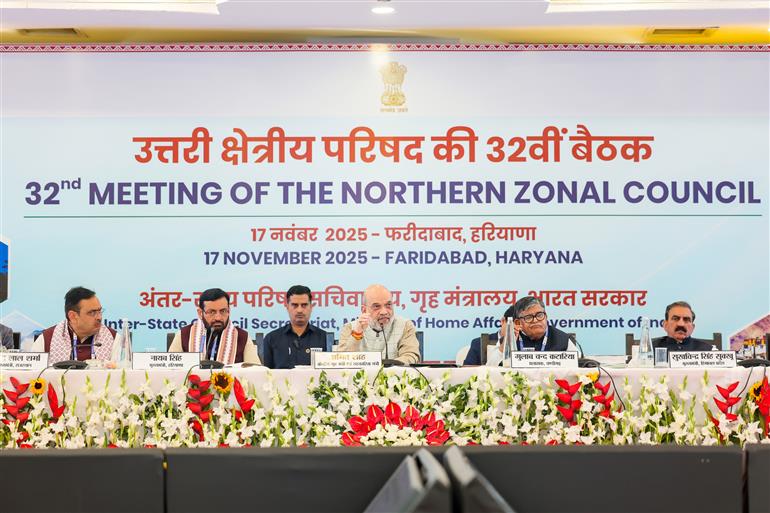 The Union Minister for Home Affairs and Cooperation, Shri Amit Shah chairs 32nd meeting of Northern Zonal Council (NZC) in Faridabad, Haryana on November 17, 2025.