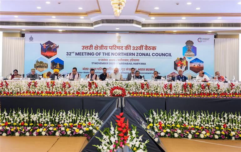 The Union Minister for Home Affairs and Cooperation, Shri Amit Shah chairs 32nd meeting of Northern Zonal Council (NZC) in Faridabad, Haryana on November 17, 2025.