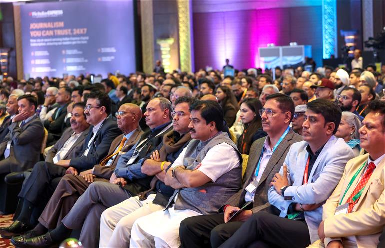 Gathering at the 6th Ramnath Goenka Lecture, in New Delhi on November 17, 2025. PM addressing on the occasion.