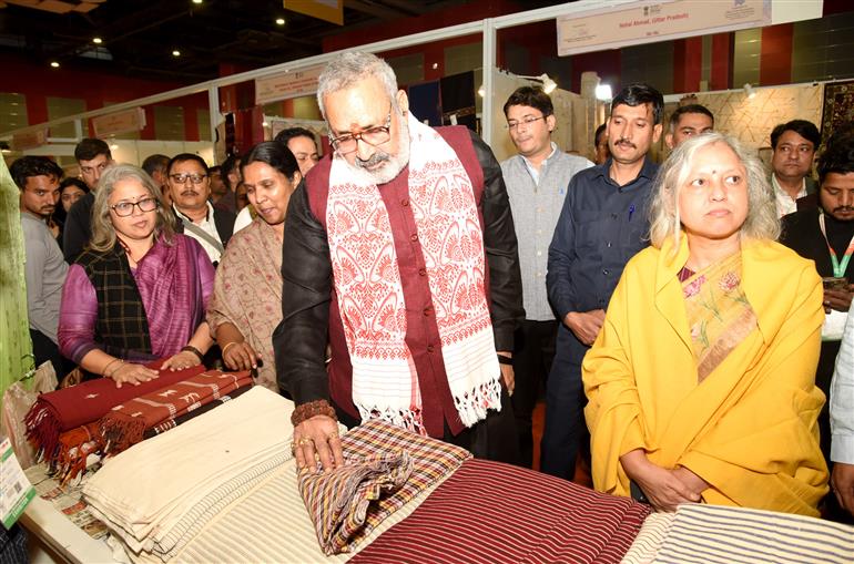 The Union Minister of Textiles, Shri Giriraj Singh at the inauguration of the Textile Pavilion at the 44th India International Trade Fair (IITF-2025), in Bharat Mandapam, New Delhi on November 18, 2025.