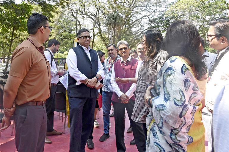 The Secretary, Ministry of Information & Broadcasting, Shri Sanjay Jaju visits the media centre during the preparation of IFFI 2025, in Goa on November 19, 2025.