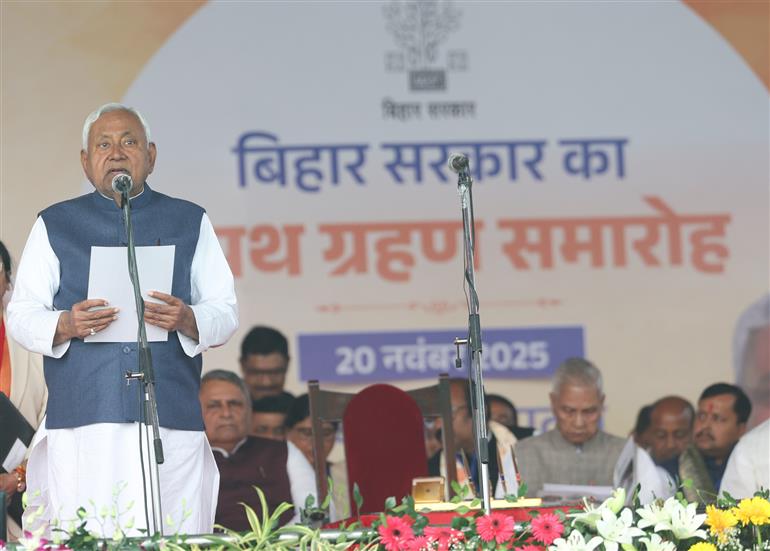 PM attends swearing-in-ceremony of new Bihar government held at Patna, in Bihar on November 20, 2025.