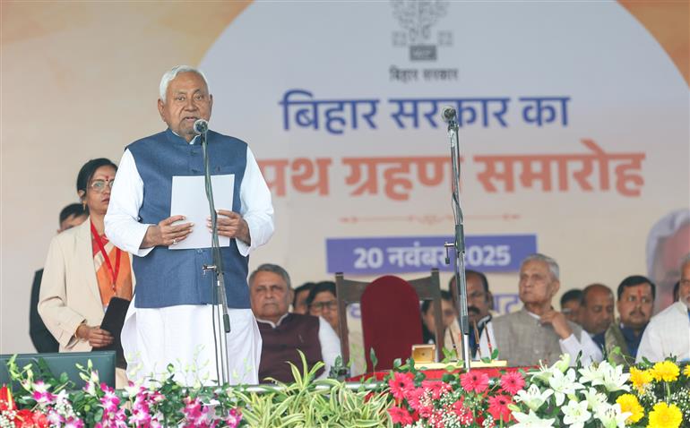 PM attends swearing-in-ceremony of new Bihar government held at Patna, in Bihar on November 20, 2025.