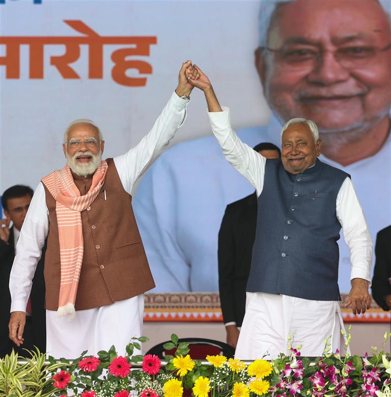 PM attends swearing-in-ceremony of new Bihar government held at Patna, in Bihar on November 20, 2025.