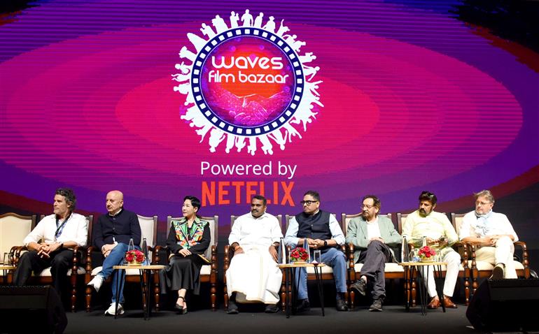 The Minister of State for Information & Broadcasting and Parliamentary Affairs, Dr. L. Murugan attends the inauguration of WAVES Film Bazaar at the 56th International Film Festival of India (IFFI), in Goa on November 20, 2025.