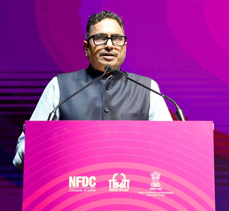 The Secretary, Ministry of Information & Broadcasting, Shri Sanjay Jaju addressing at the inauguration of WAVES Film Bazaar at the 56th International Film Festival of India (IFFI), in Goa on November 20, 2025.