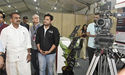 The Minister of State for Information and Broadcasting and Parliamentary Affairs, Dr. L. Murugan visits WAVES Film Bazaar at the 56th International Film Festival of India, in Goa on November 20, 2025. The Secretary, Ministry of Information & Broadcasting, Shri Sanjay Jaju also present.