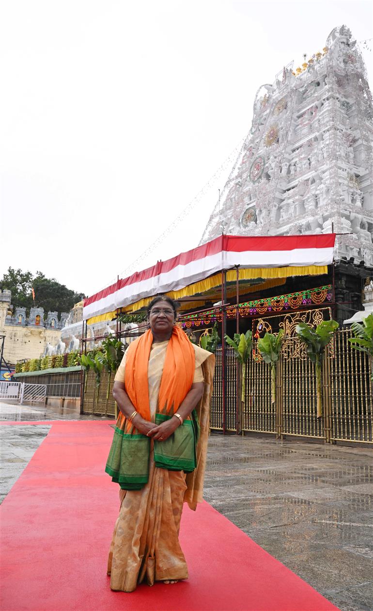 The President of India, Smt Droupadi Murmu performed Darshan and Puja at Sri Venkateswara Swamy Temple in Tirumala, Andhra Pradesh on November 21, 2025.